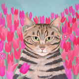 Tabby with Tulips SOLD