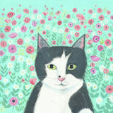 Kitty with Spring Flowers