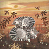 Tabby Twosome catnap-cat painting- canvas art SOLD