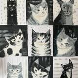 Nine lives cat painting 