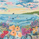 Spring flowers seascape art