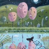 Autumn lake-landscape painting 