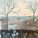 White cat with robin