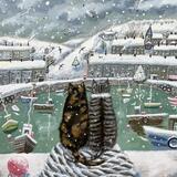 Snowy harbour cats 