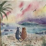 Sandy paws, ocean shores