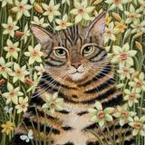 Tabby with Daffodils fine art print