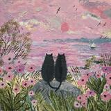 Seaside Cats with poppies