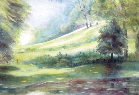 Pond at Saddlescombe by Penny Hopkins