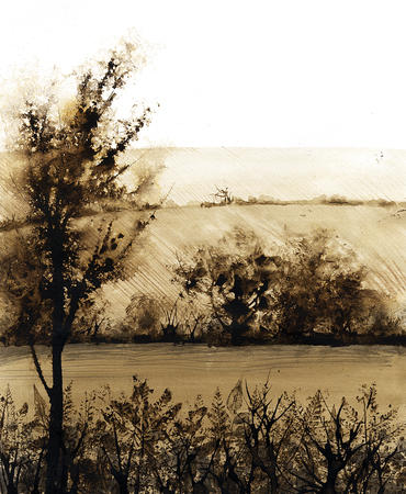 Sepia River Scene