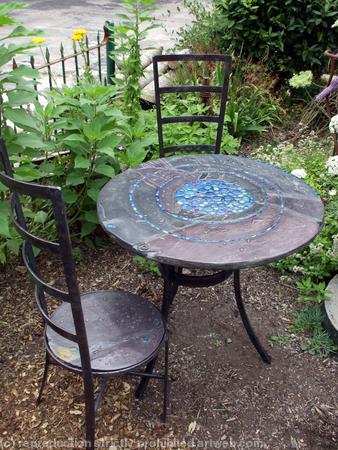 Blue Pool Gold Edition handmade garden table and chairs