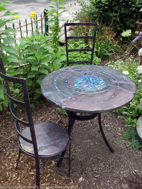 Blue Pool Gold Edition handmade garden table and chairs