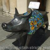 Pig in Clover decorated sculpture at the Assembly Rooms in Bath