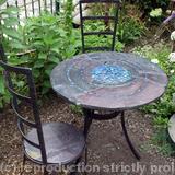 Blue Pool Gold Edition handmade garden table and chairs