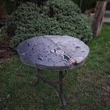 Slate and glass garden table
