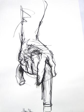 hand leaning on cane