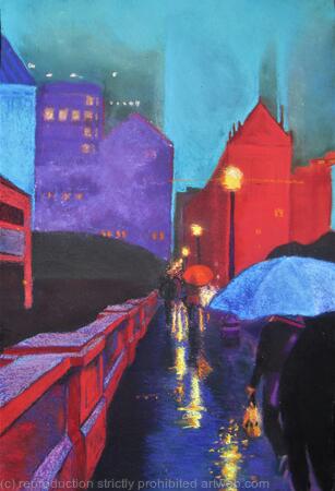 Chicago Street, Rainy Evening (homage to Paris Street, Rainy Day, by Gustave Caillebotte, Art Institute of Chicago)