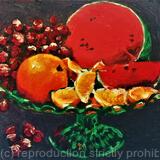 oranges and melon and grapes