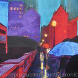 Chicago Street, Rainy Evening (homage to Paris Street, Rainy Day, by Gustave Caillebotte, Art Institute of Chicago)