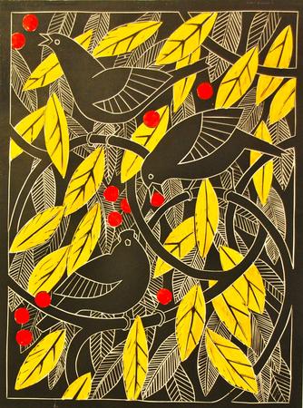 Blackbirds in the crabapple tree