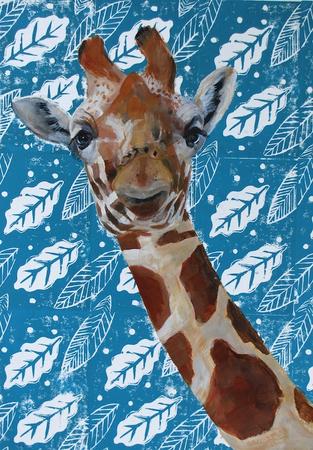 Giraffe on blue