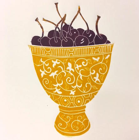 Cherries in Yellow Bowl