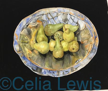Pears in a Glass Bowl