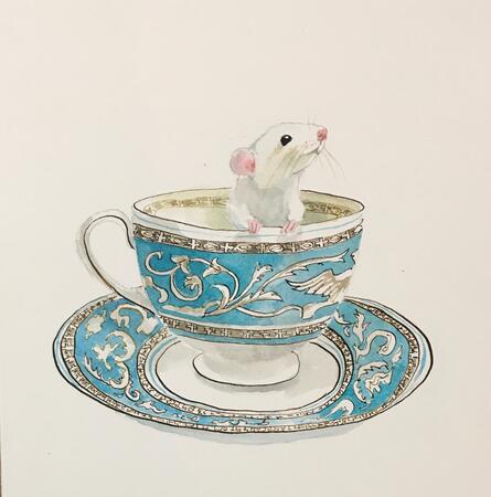 Mouse in Spode Teacup
