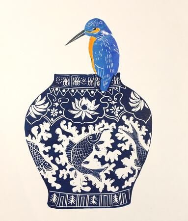 Vase with Kingfisher