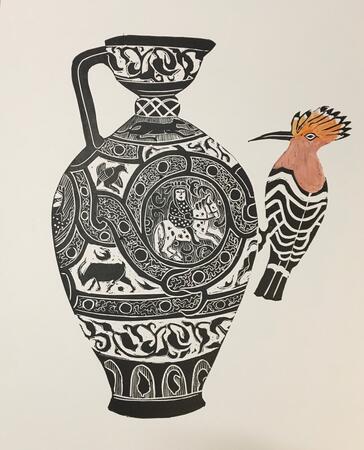 Vase with Hoopoe II