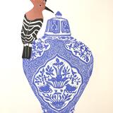 Blue Vase with Hoopoe