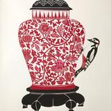 Vase with Spotted Woodpecker