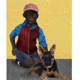 A boy with his German Shephard puppy