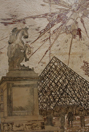 Woodblock King Louis XIV On His Horse,The Louvre Paris