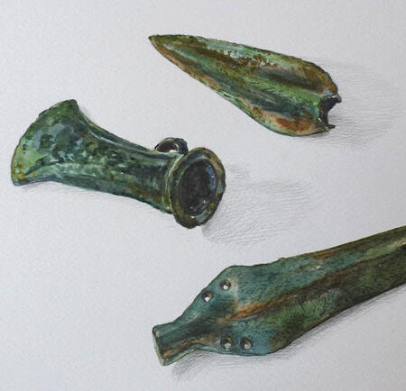 Bronze age spear and axe heads