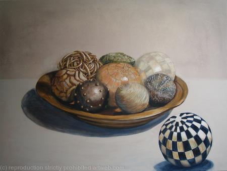 Wooden Bowl with Spheres