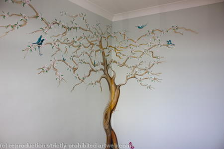 Finished Apple Blossom Tree Mural