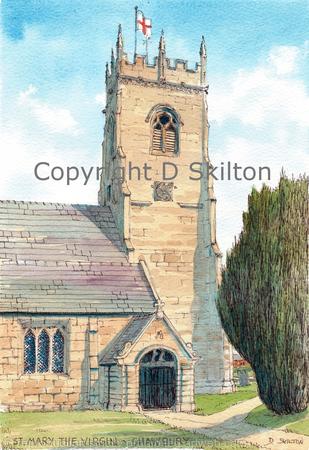 Shawbury Church St Mary's Telford  Unmounted A4 signed print .