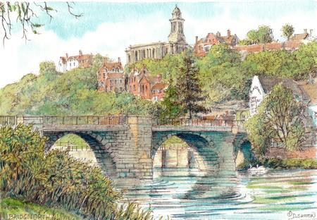 Bridgnorth & The River Severn as a signed a4 print on watercolour paper unmounted.