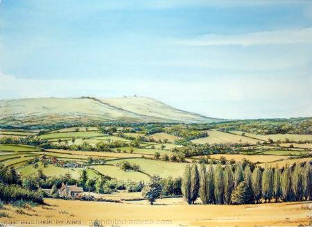 Clee Hill from Six Ashes Nr. Cleobury Mortimer Shropshire as a greeting card. Prints and postcards available.