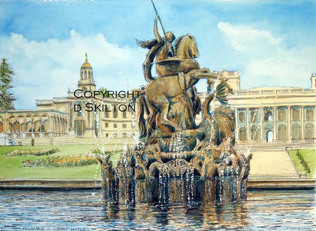 Great Witley Witley Court Fountain greeting card. Prints and postcards available.