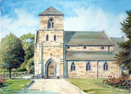 Droitwich Spa St Nicholas Worcestershire as a greeting card or bespoke notelet or invitation. Prints and postcards available.