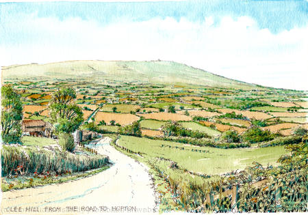 The road to Clee Hill from Hopton Wafers as a greeting card or bespoke notelets. Prints and postcards available.