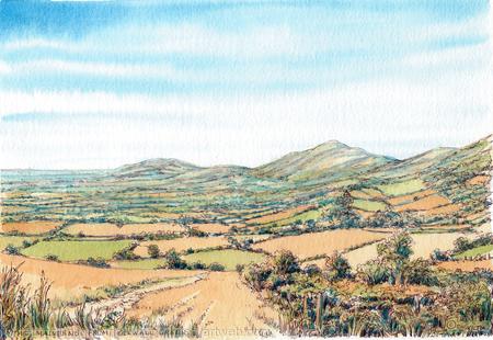 The Malvern Hills from near Colwell Green Worcestershire greeting card or bespoke notelet. Prints and postcards available