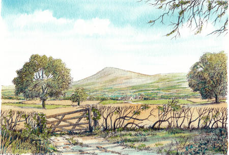 Clee Hill from the road to Craven Arms greeting card or bespoke notelet. Prints and postcards available.