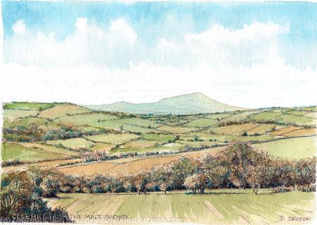 Clee Hill from the Malt Shovel Highley Shropshire greeting card or bespoke notelet. Prints and postcards available.