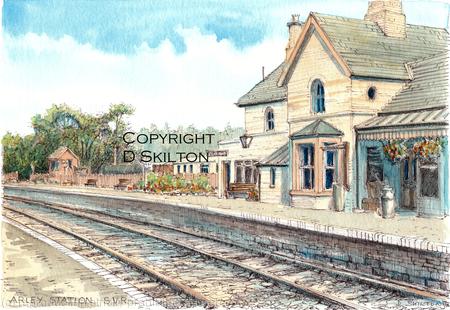 Arley Station S.V.R. looking north ( 48 BEWDLEY ), greeting card Prints available.