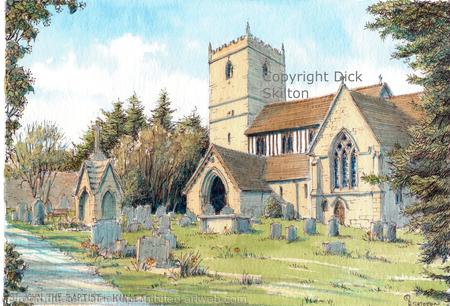 Kinlet Church St John The Baptist, greeting card. prints and postcards available.
