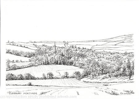 Cleobury Mortimer from Mawley Town Farm as a greeting card. prints and postcards available. 
