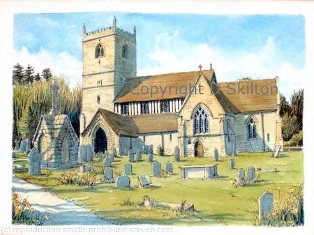 Kinlet Shropshire church St John The Baptist with no tree greeting card or bespoke notelet. Prints and postcards available on request.