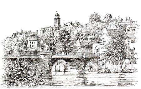 Bridgnorth and the River Severn Shropshire (north side of the bridge) greeting card or bespoke notelet. Prints available.